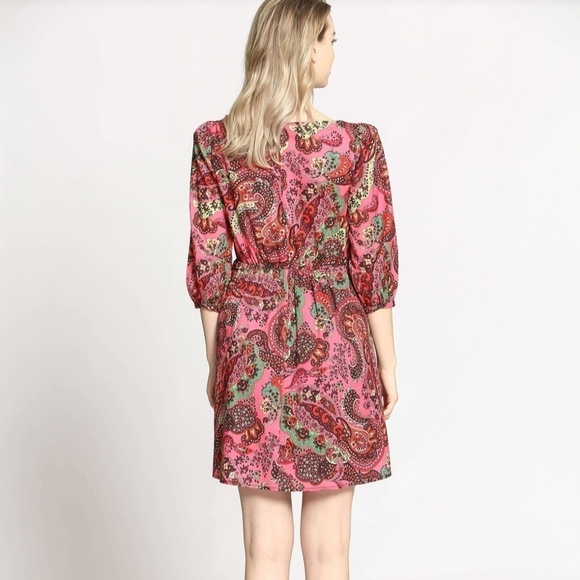 Anthropologie The Korner Paisley Colourful Puff Sleeved Mini Dress - Size Small - Picture 4 of 16